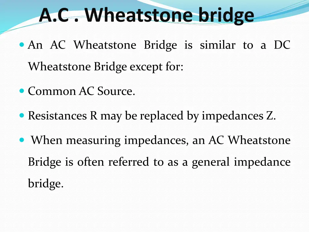 a c wheatstone bridge