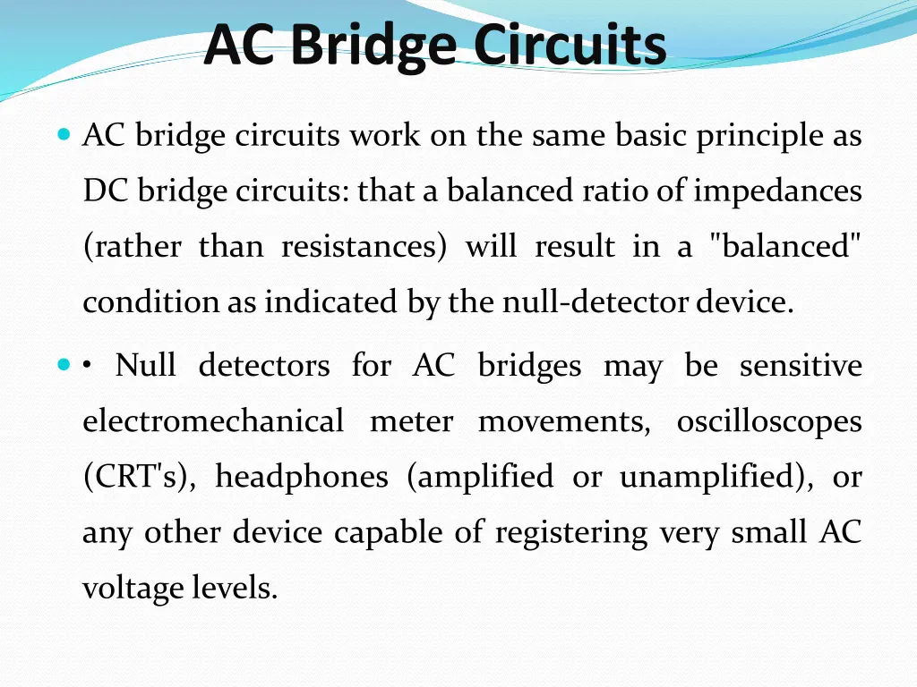 ac bridge circuits