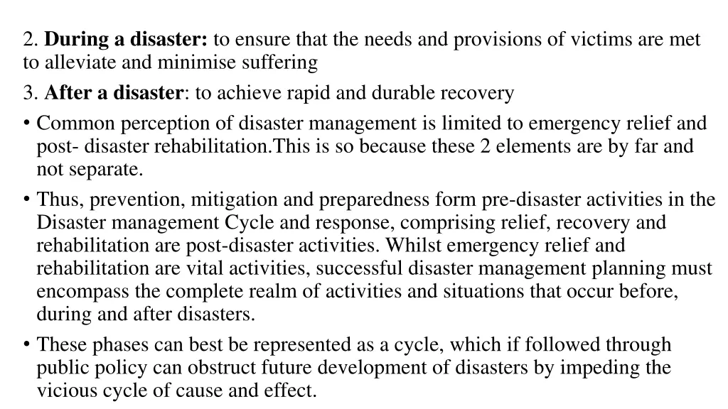 2 during a disaster to ensure that the needs