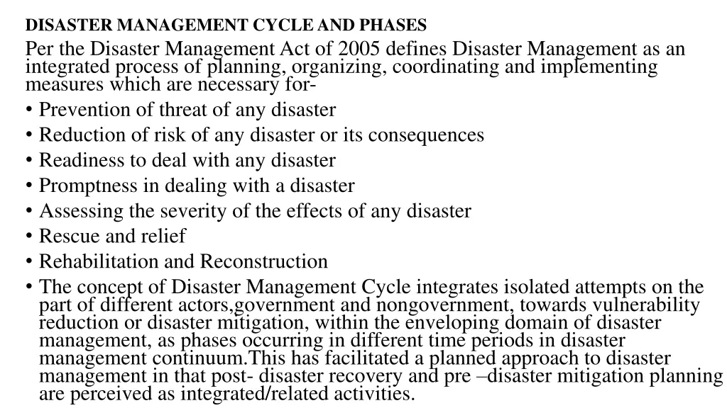 disaster management cycle and phases