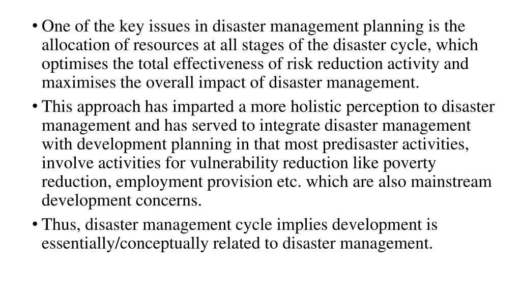 one of the key issues in disaster management