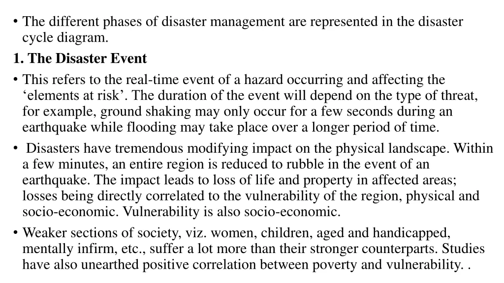 the different phases of disaster management