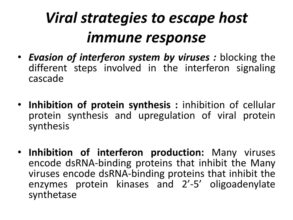 viral strategies to escape host immune response