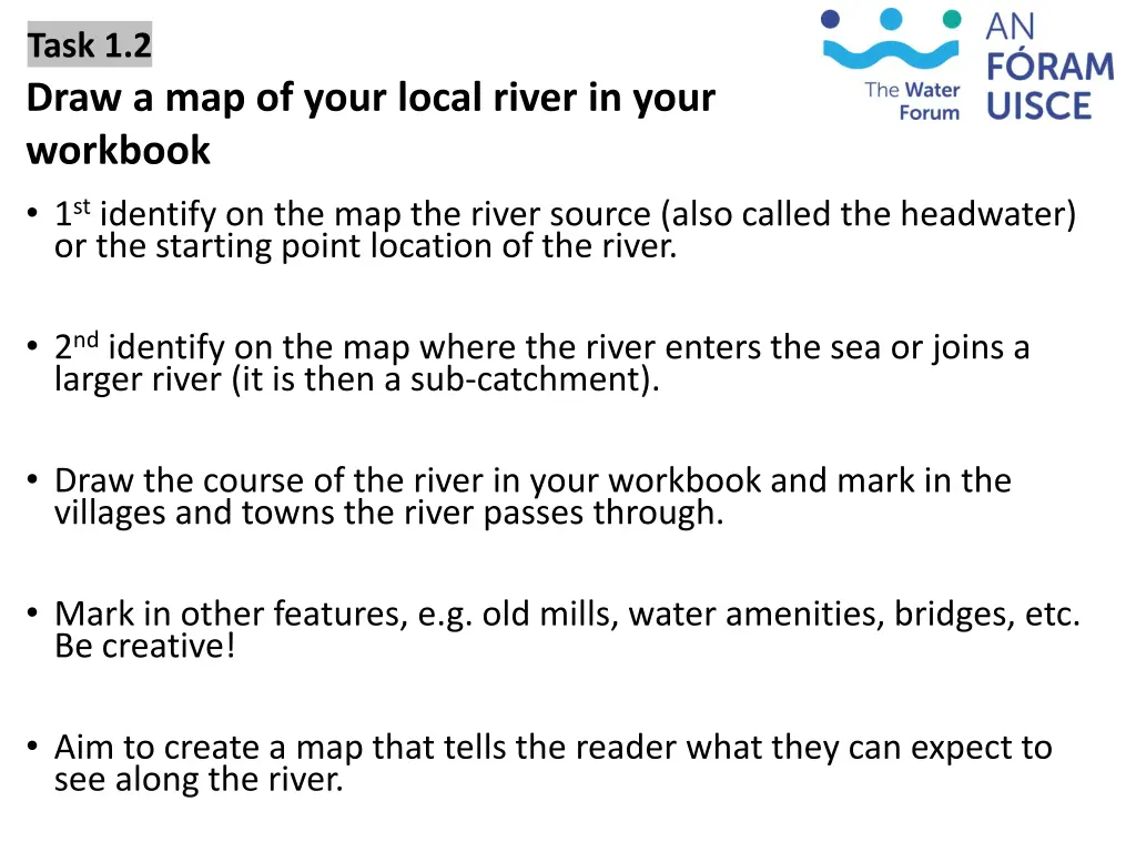 task 1 2 draw a map of your local river in your