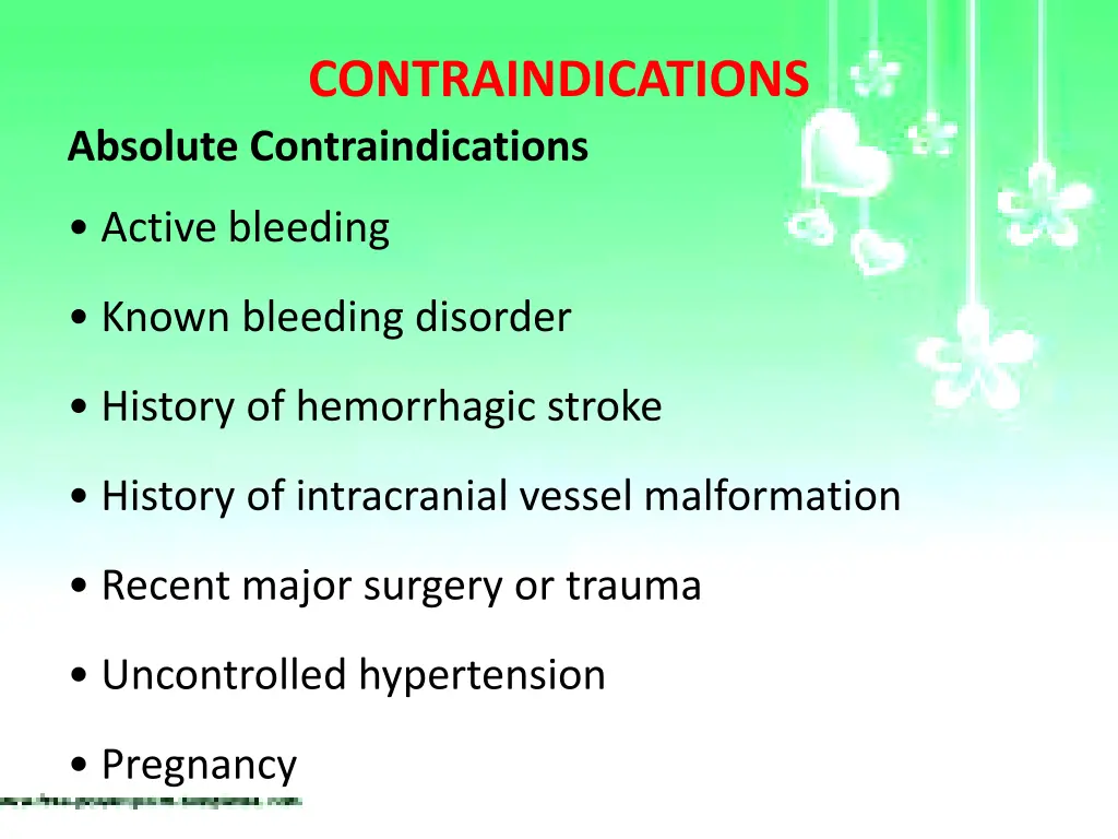 contraindications absolute contraindications