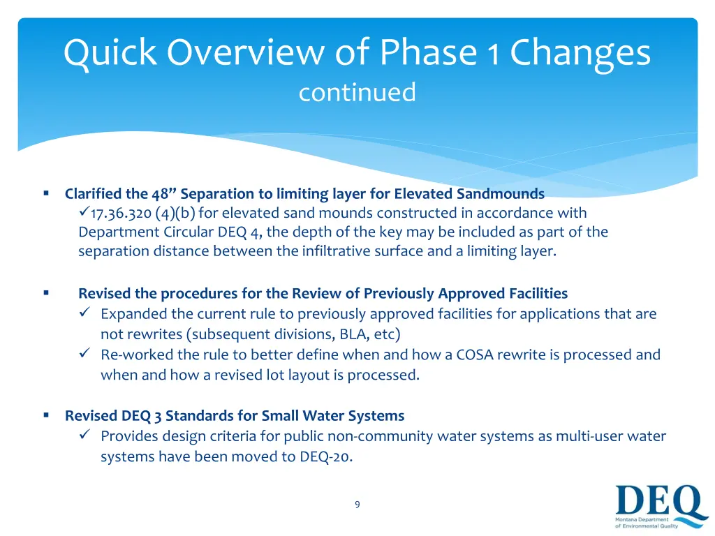 quick overview of phase 1 changes continued