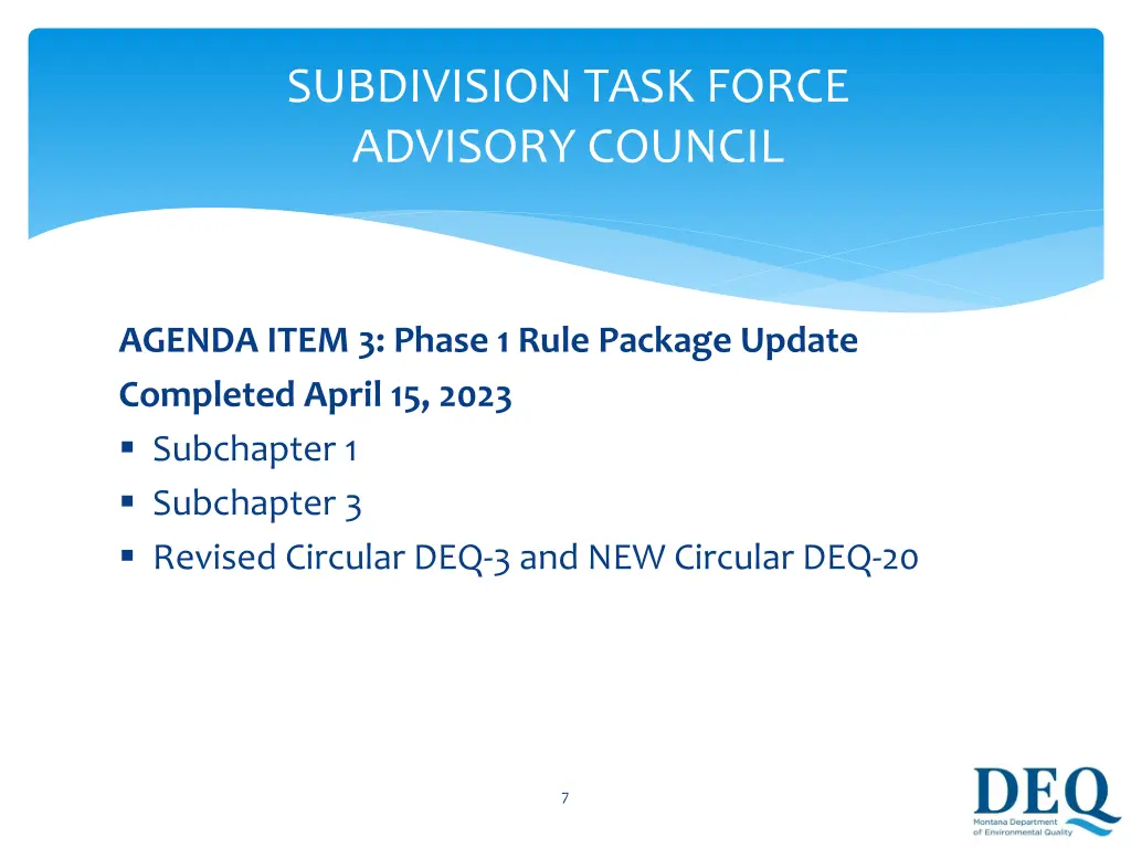 subdivision task force advisory council 5