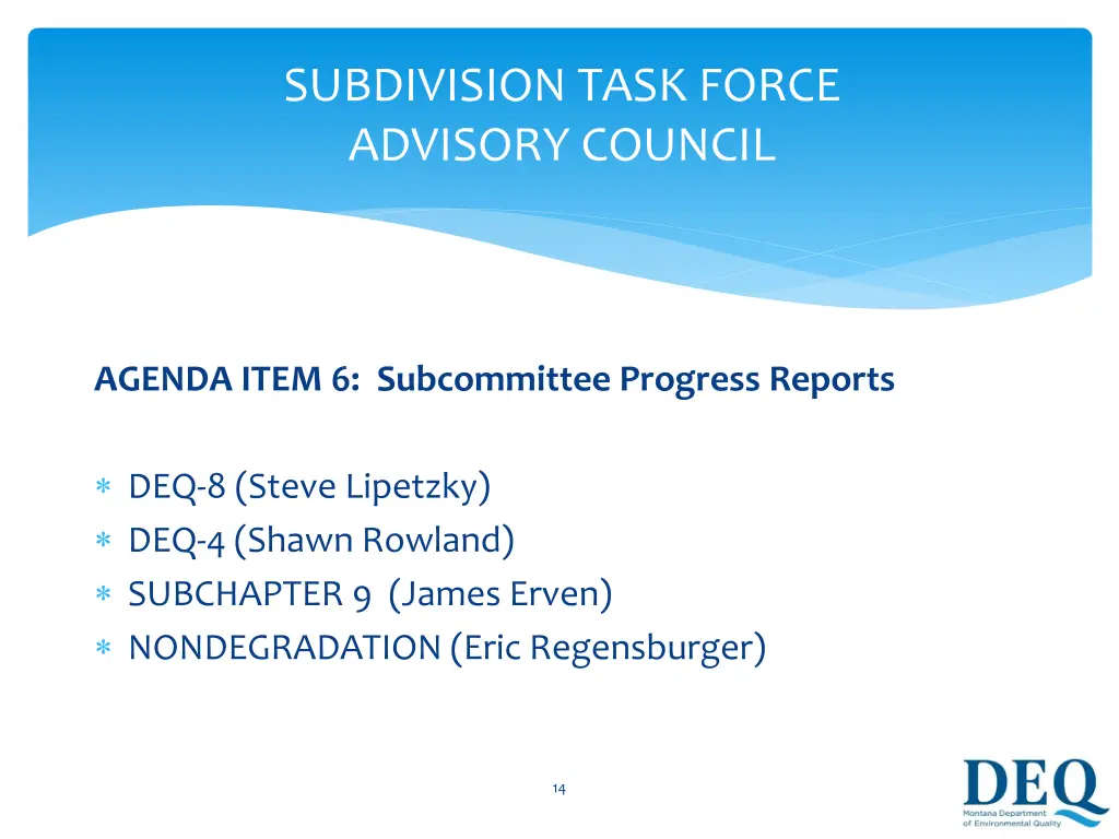 subdivision task force advisory council 8