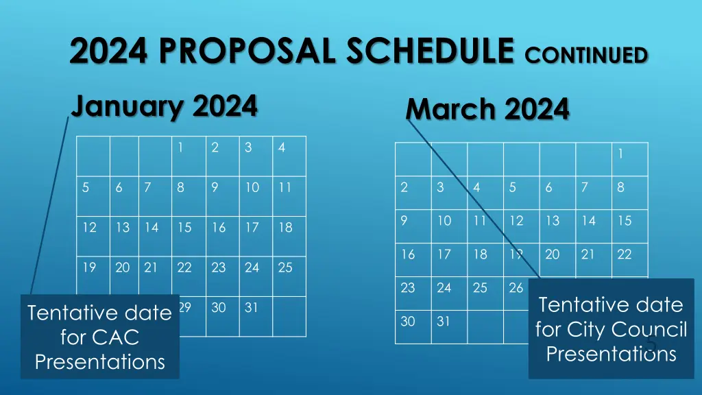 2024 proposal schedule continued