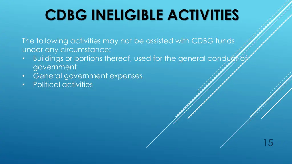 cdbg ineligible activities