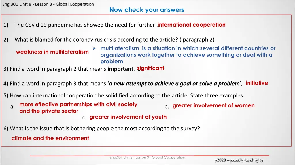 eng 301 unit 8 lesson 3 global cooperation 4