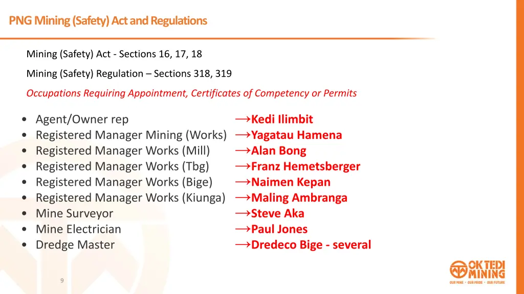 png mining safety act and regulations