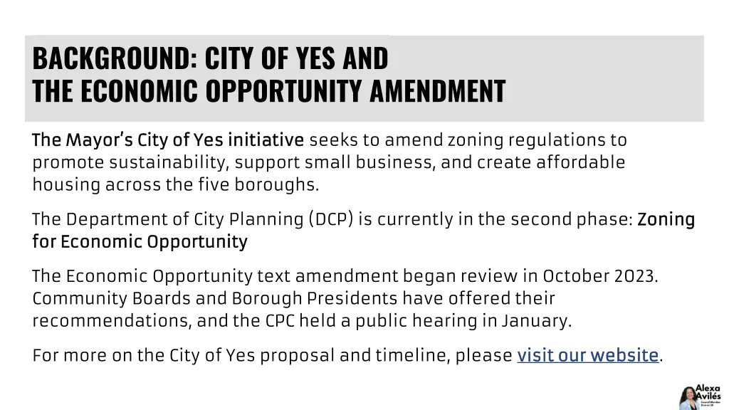 background city of yes and the economic