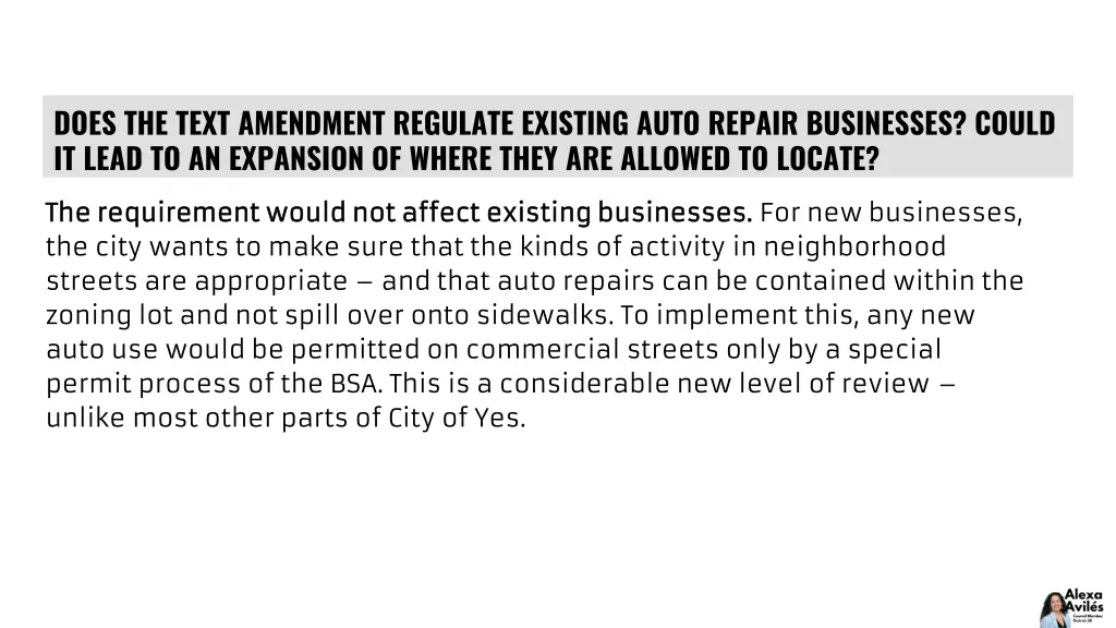 does the text amendment regulate existing auto 1