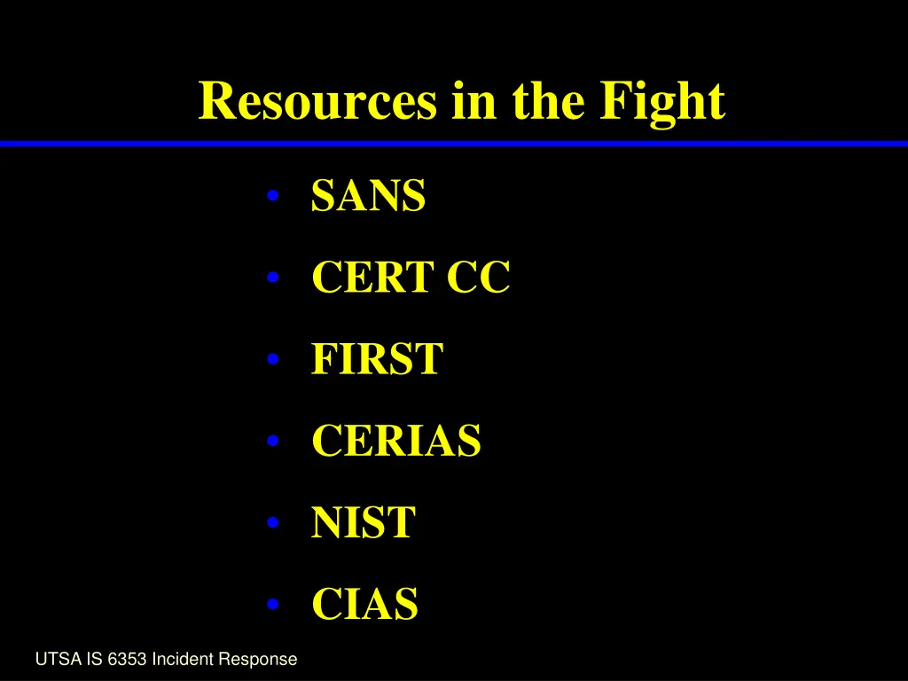 resources in the fight