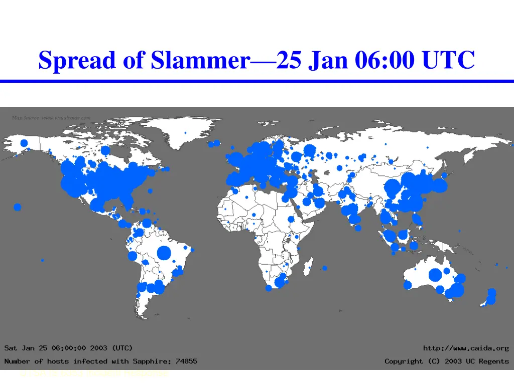 spread of slammer 25 jan 06 00 utc