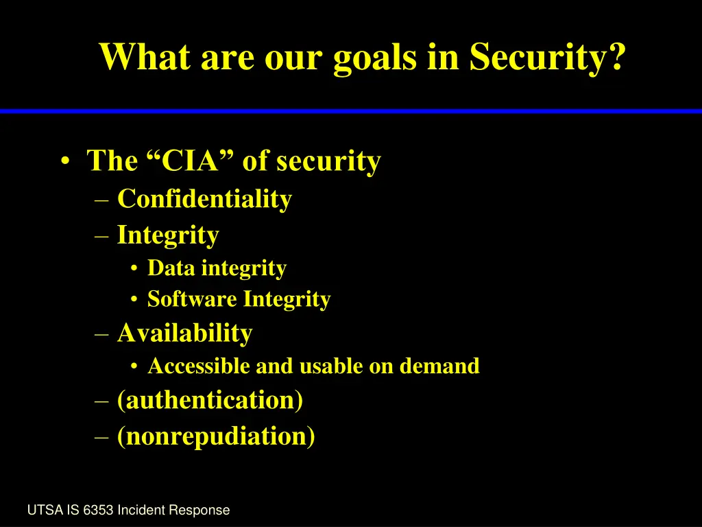 what are our goals in security