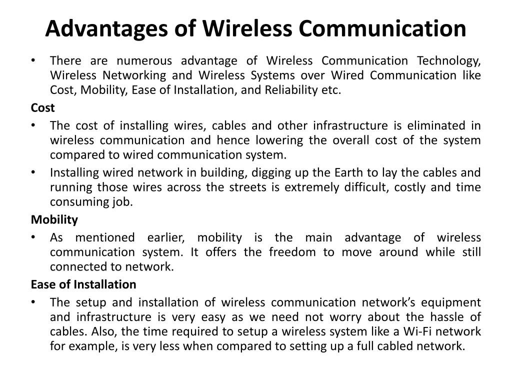 advantages of wireless communication