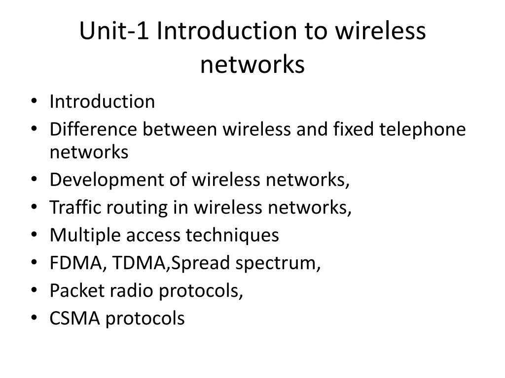 unit 1 introduction to wireless networks