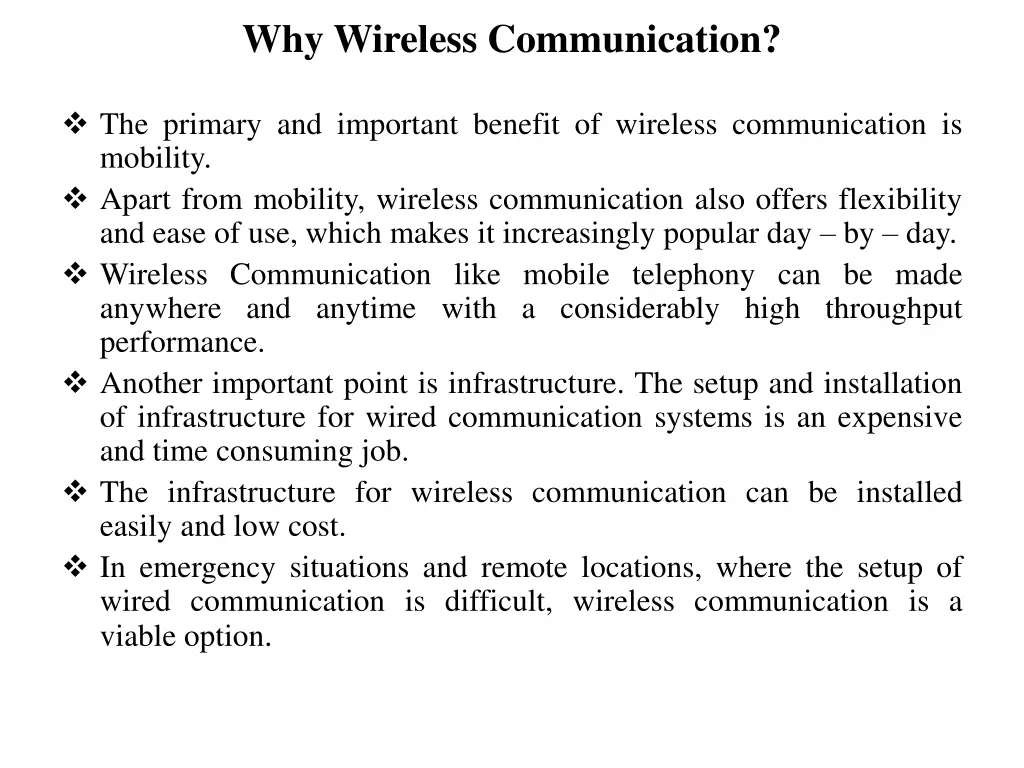 why wireless communication