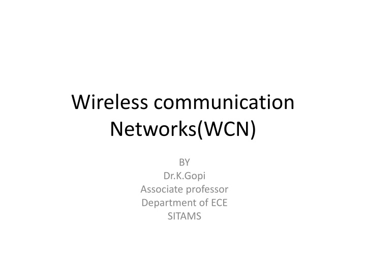 wireless communication networks wcn