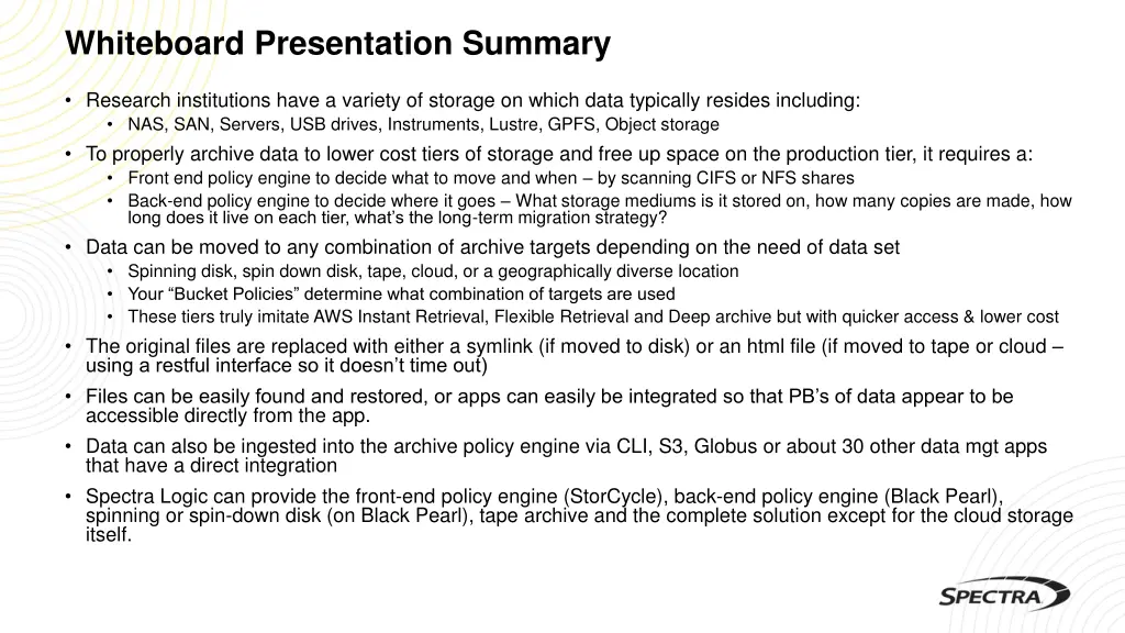 whiteboard presentation summary