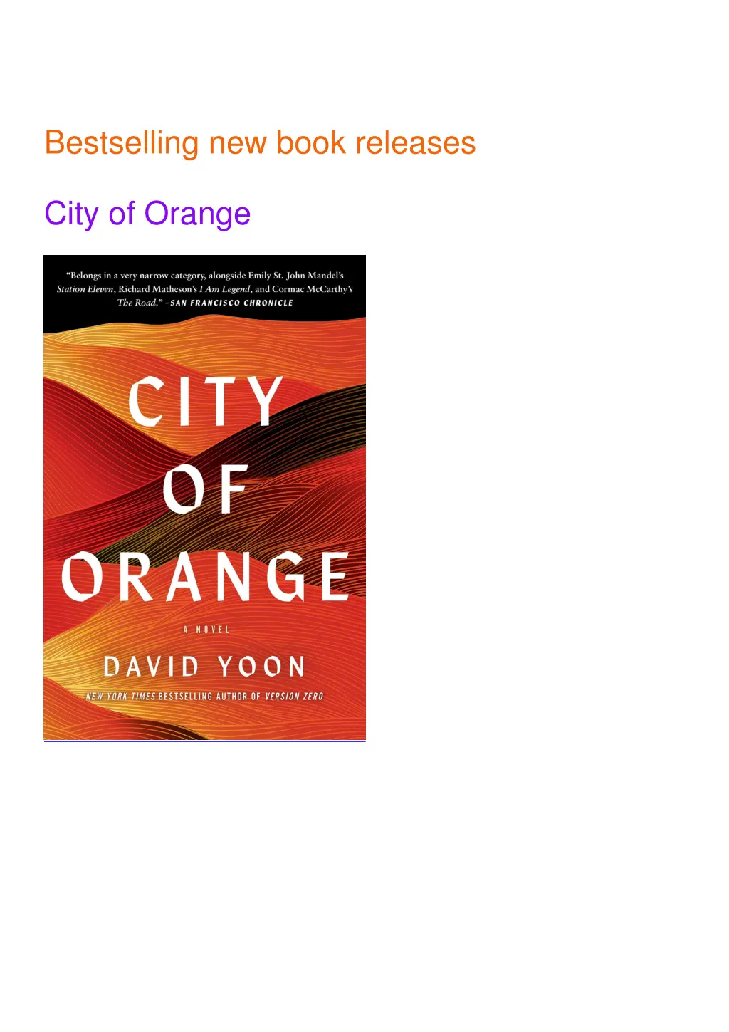 bestselling new book releases city of orange