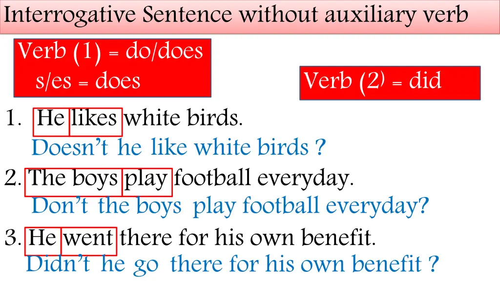 interrogative sentence without auxiliary verb