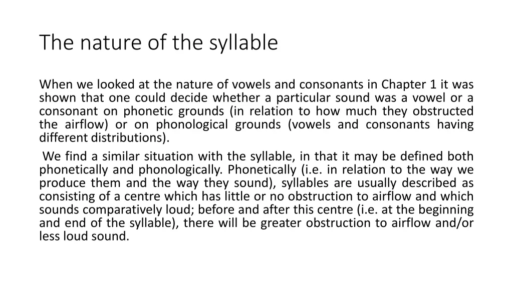 the nature of the syllable