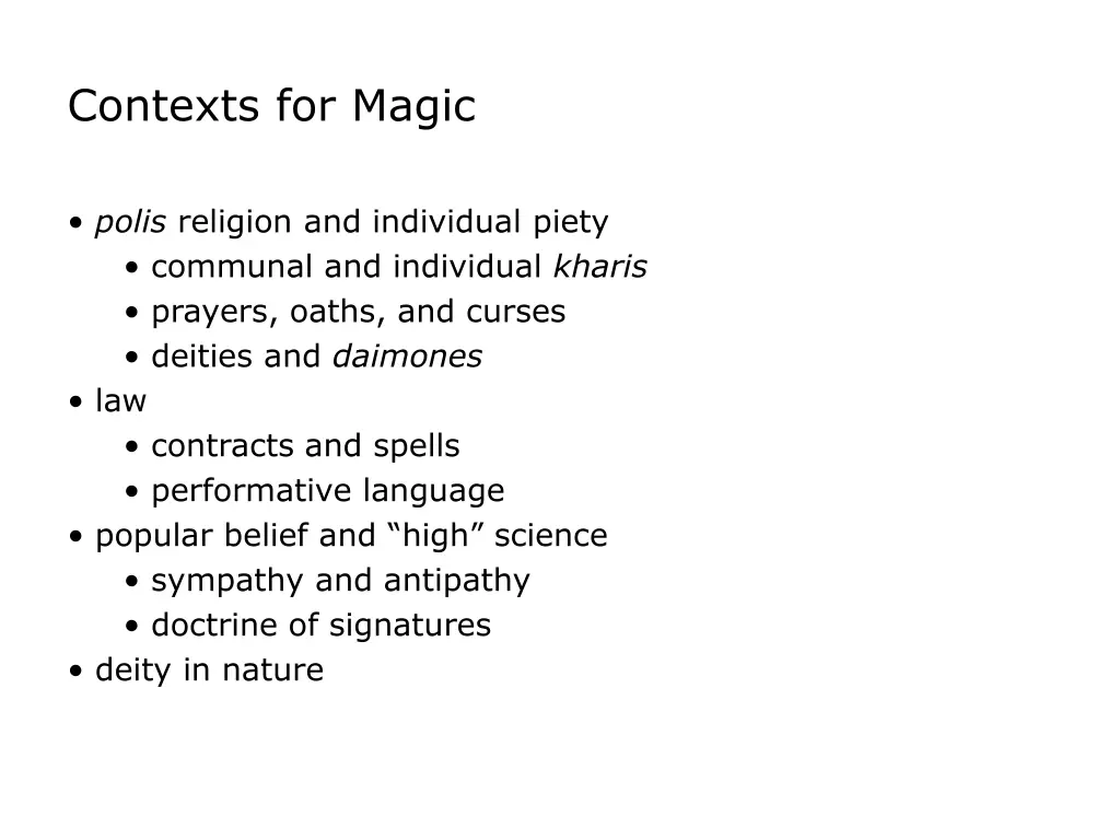 contexts for magic