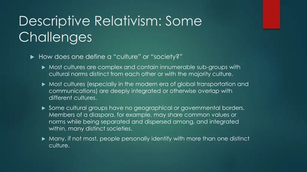 descriptive relativism some challenges