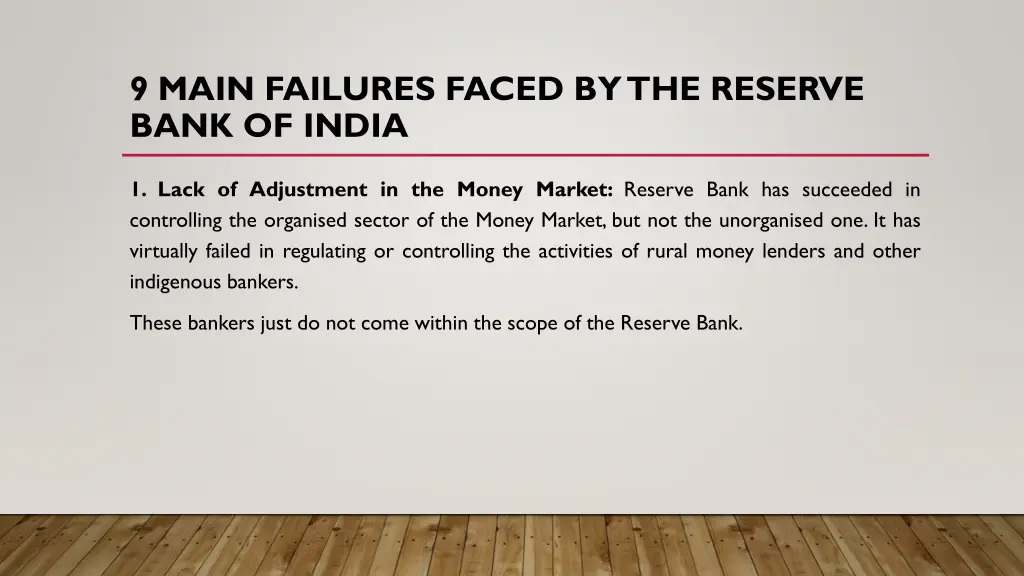 9 main failures faced by the reserve bank of india