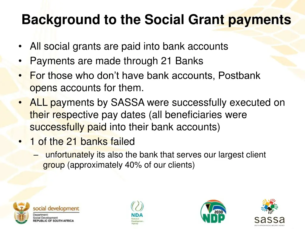 background to the social grant payments