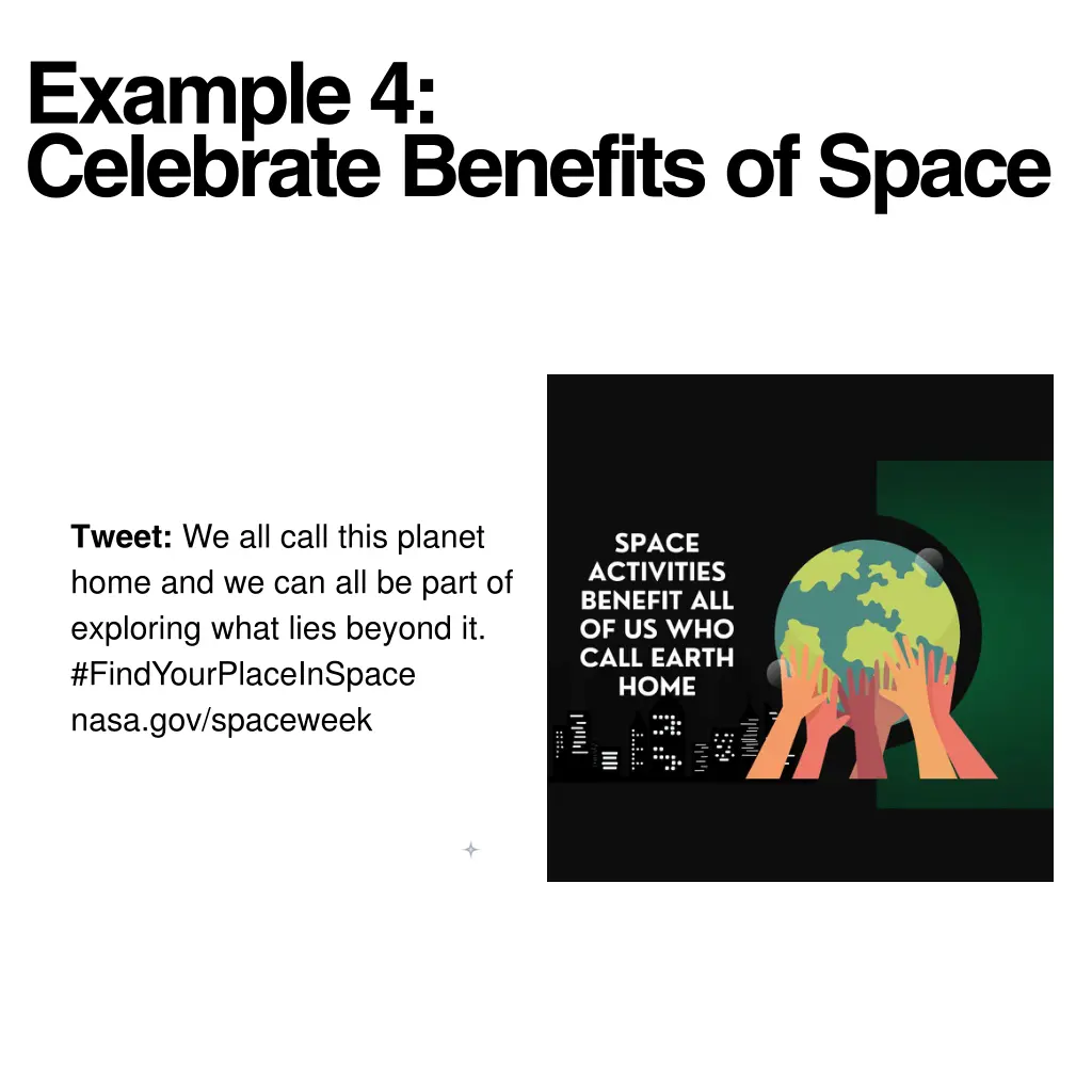 example 4 celebrate benefits of space