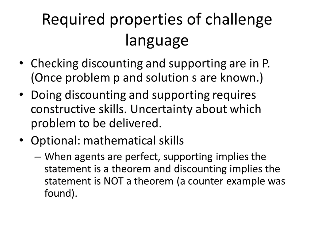 required properties of challenge language