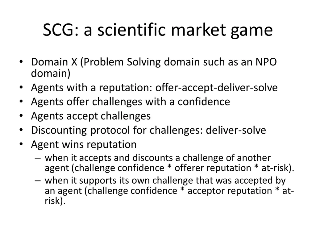 scg a scientific market game