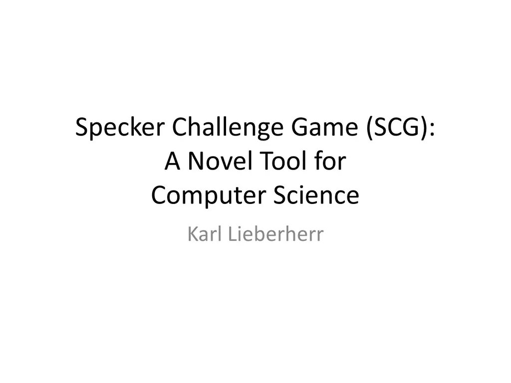 specker challenge game scg a novel tool