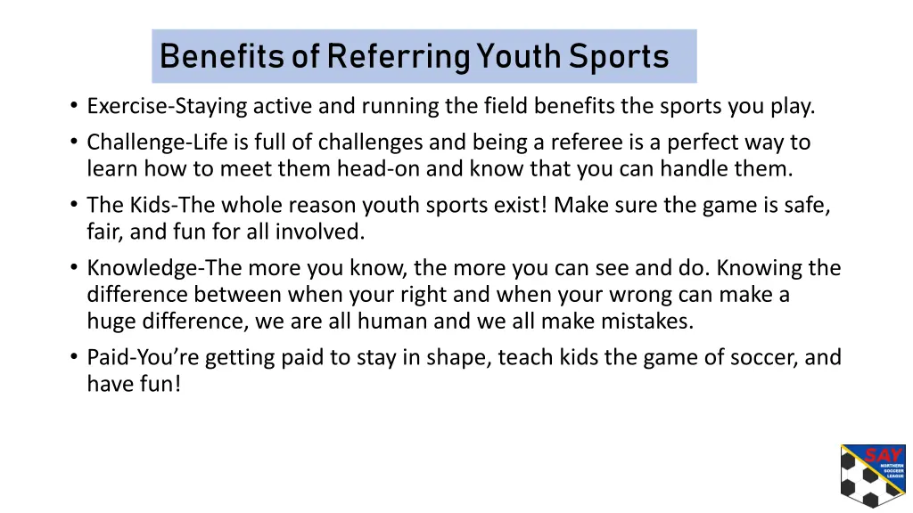 benefits of referring youth sports