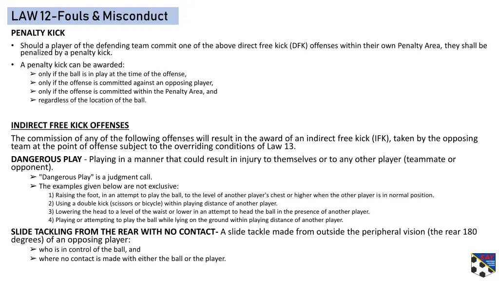 law 12 fouls misconduct 2