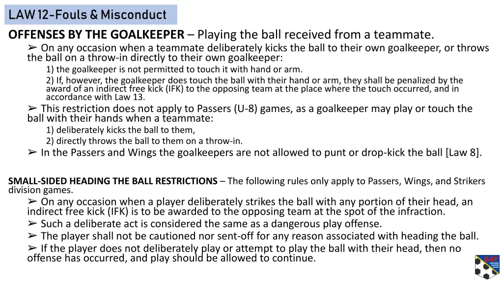 law 12 fouls misconduct offenses