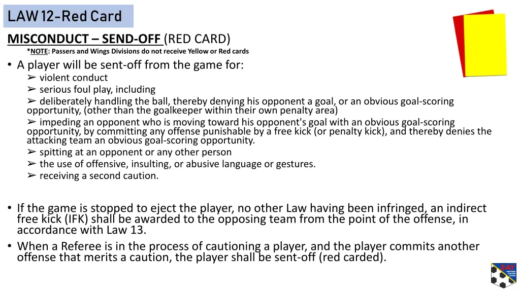 law 12 red card