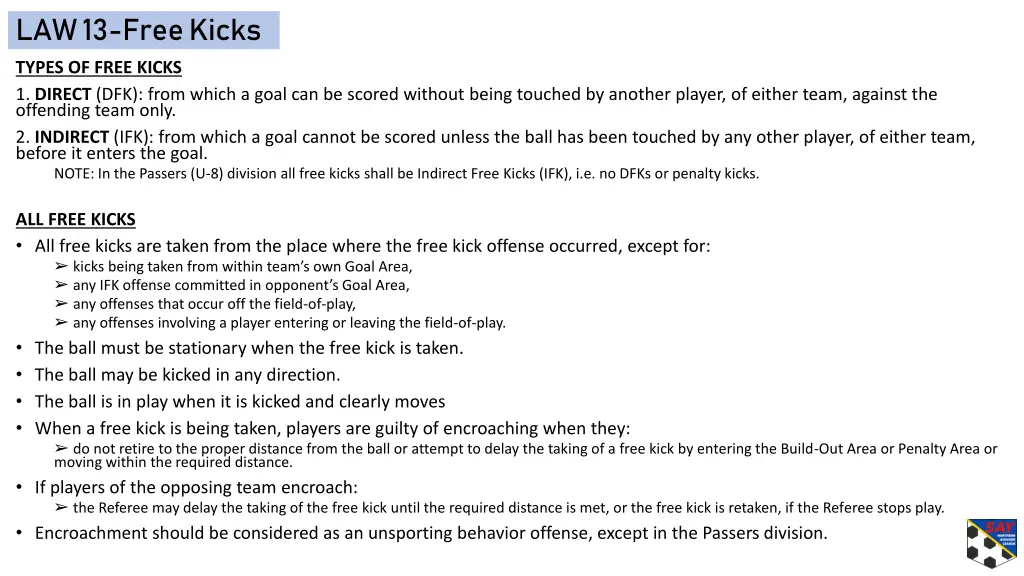 law 13 free kicks