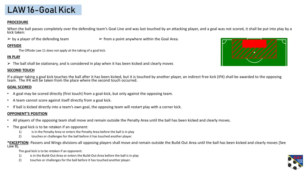 law 16 goal kick