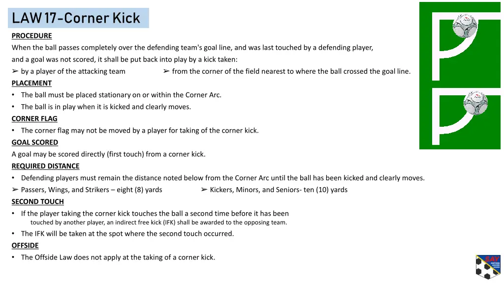 law 17 corner kick