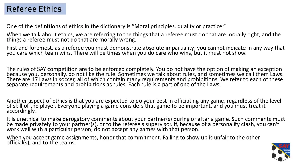 referee ethics