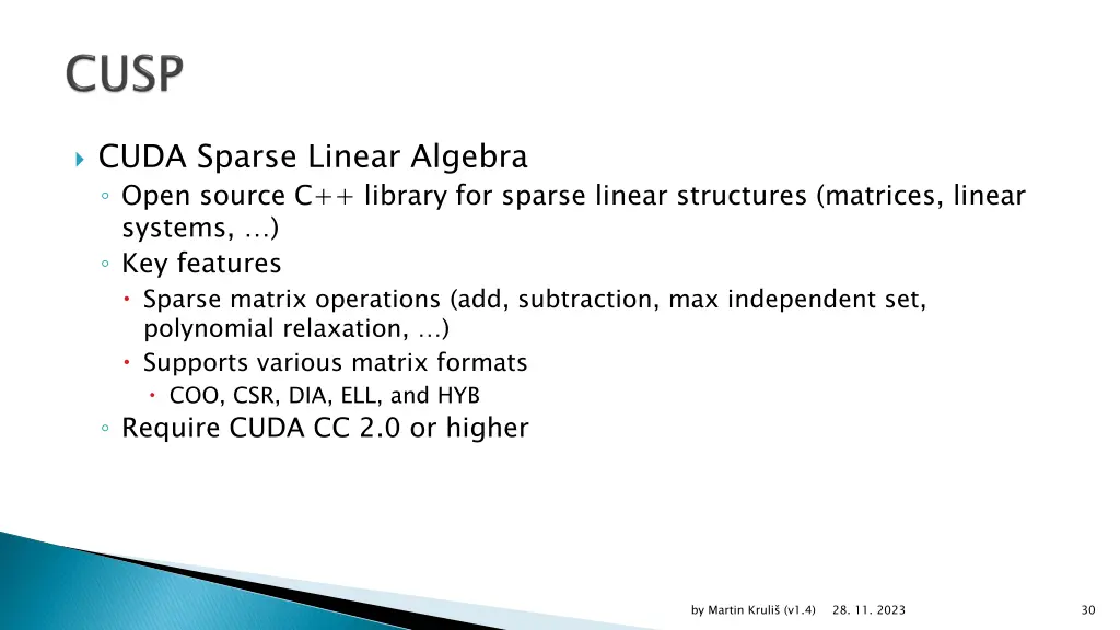 cuda sparse linear algebra open source c library