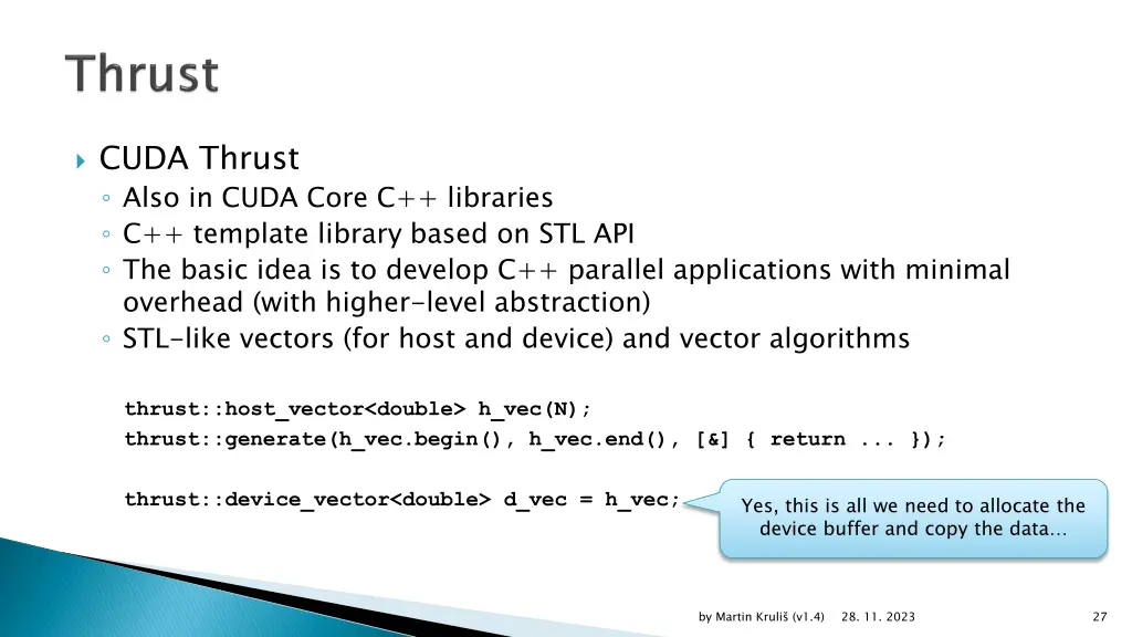 cuda thrust also in cuda core c libraries