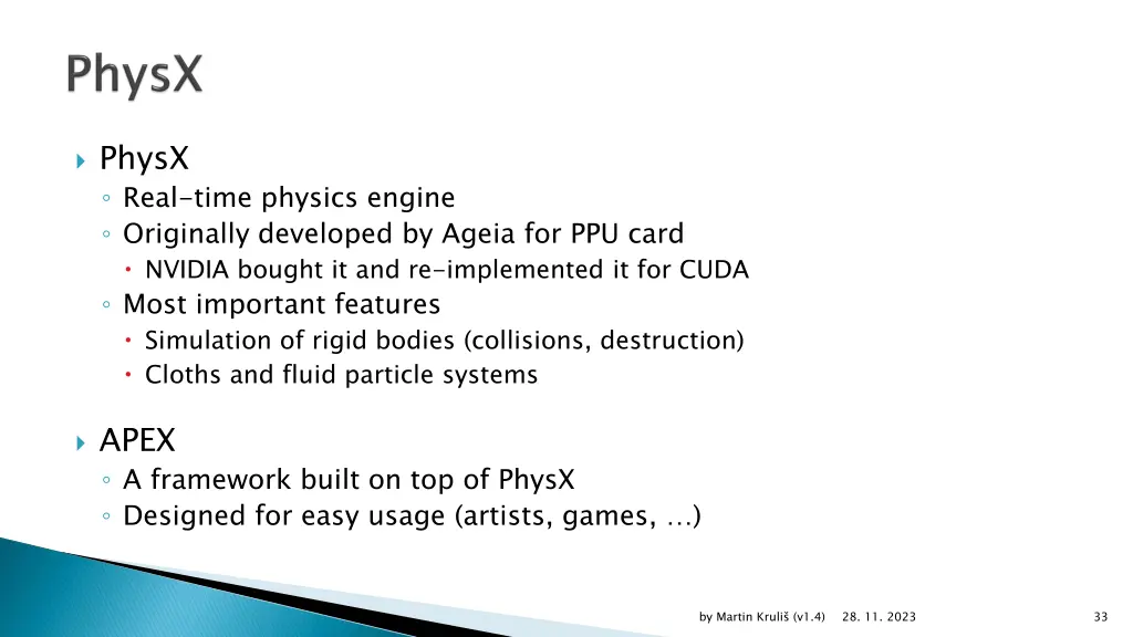 physx real time physics engine originally