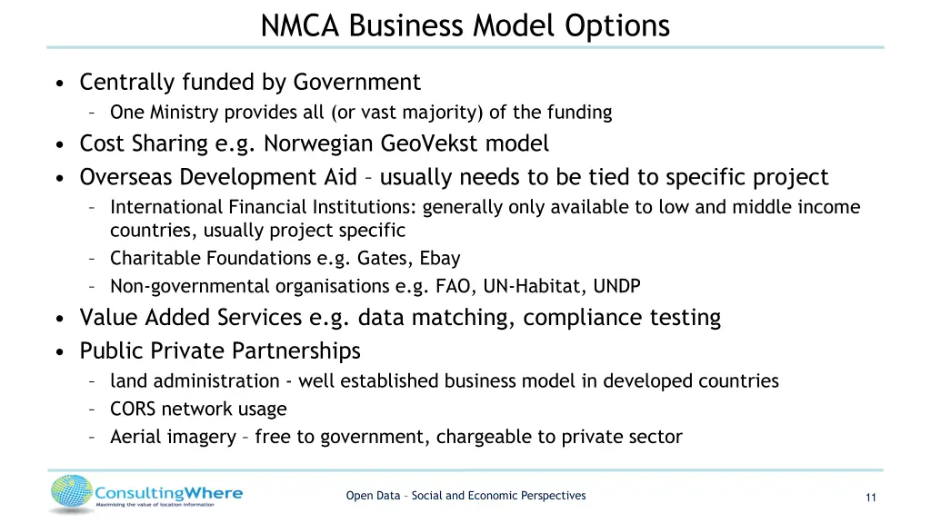nmca business model options
