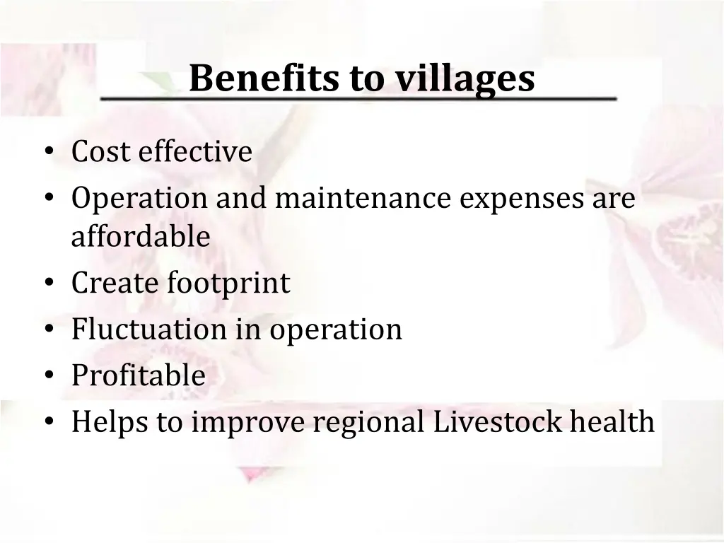 benefits to villages